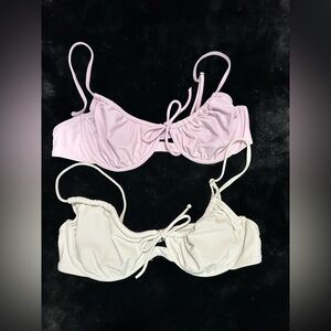 Xhilaration Bikini Top Lot (2) Lilac & White Underwire Tie Front Swim Tops XL